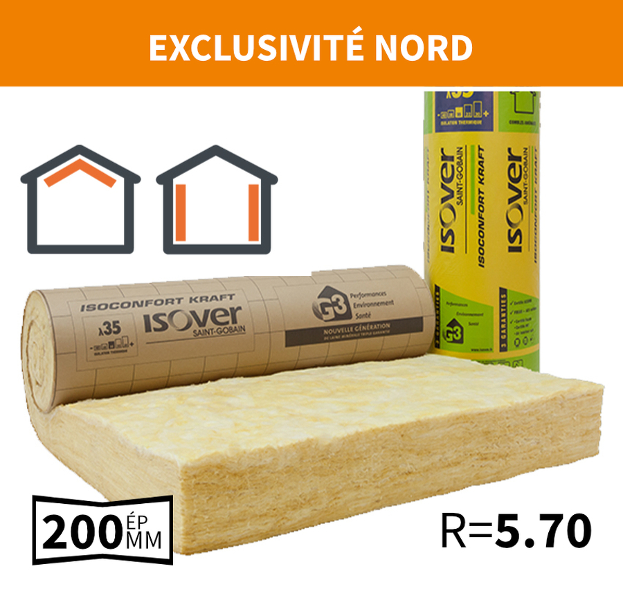 Isolant Semi Rigide En Laine De Verre Isoconfort Rev Tu Kraft Mm